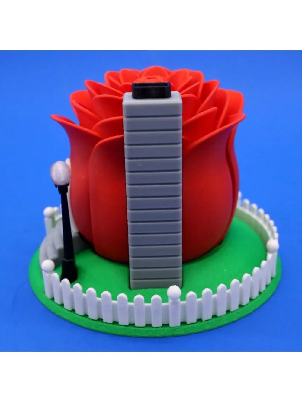 Red Rose Fairy House Night Light Battery Tea Light Holder